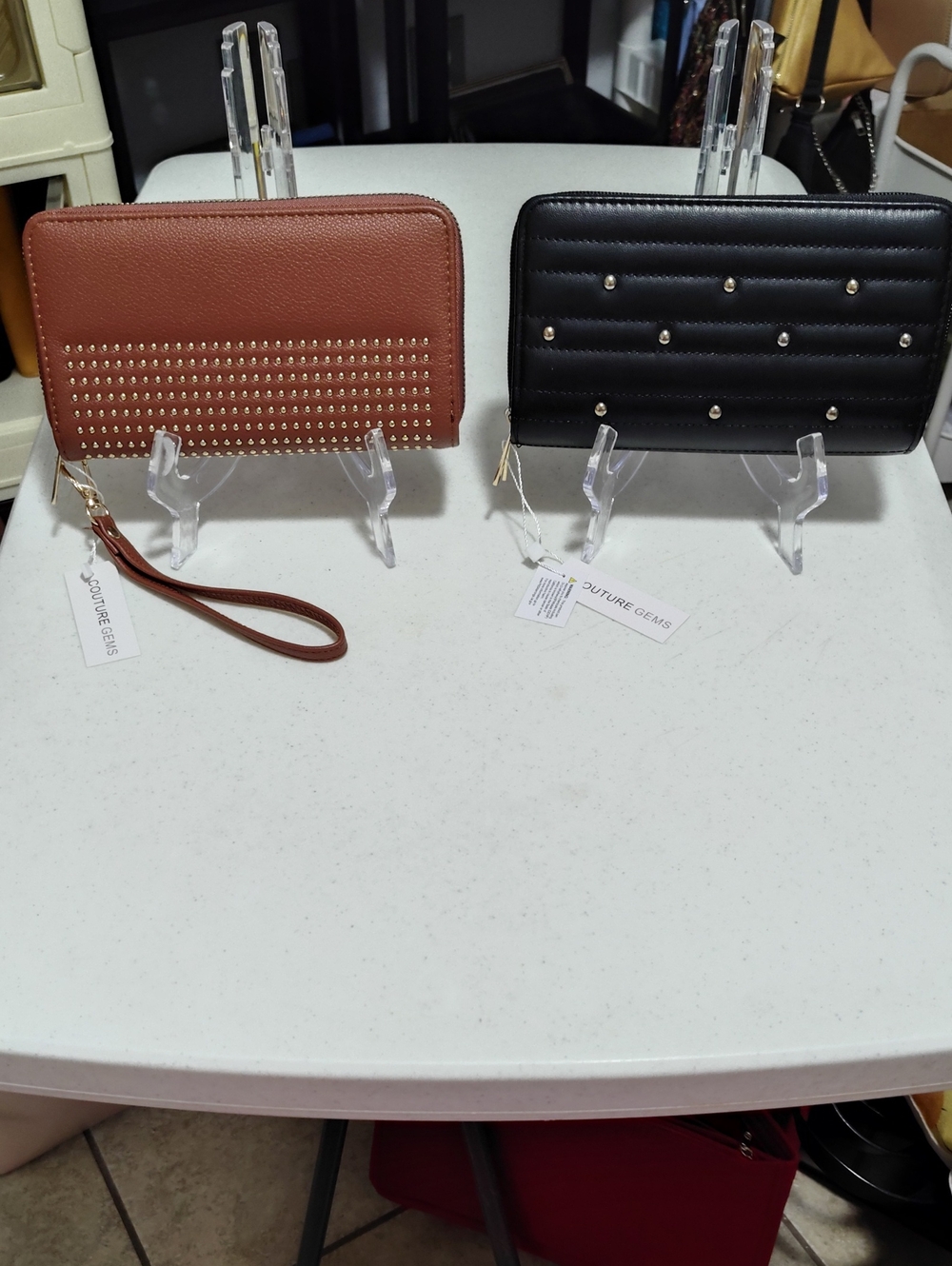 2 Brand New Studded Wristlet Wallets - Brown & Black